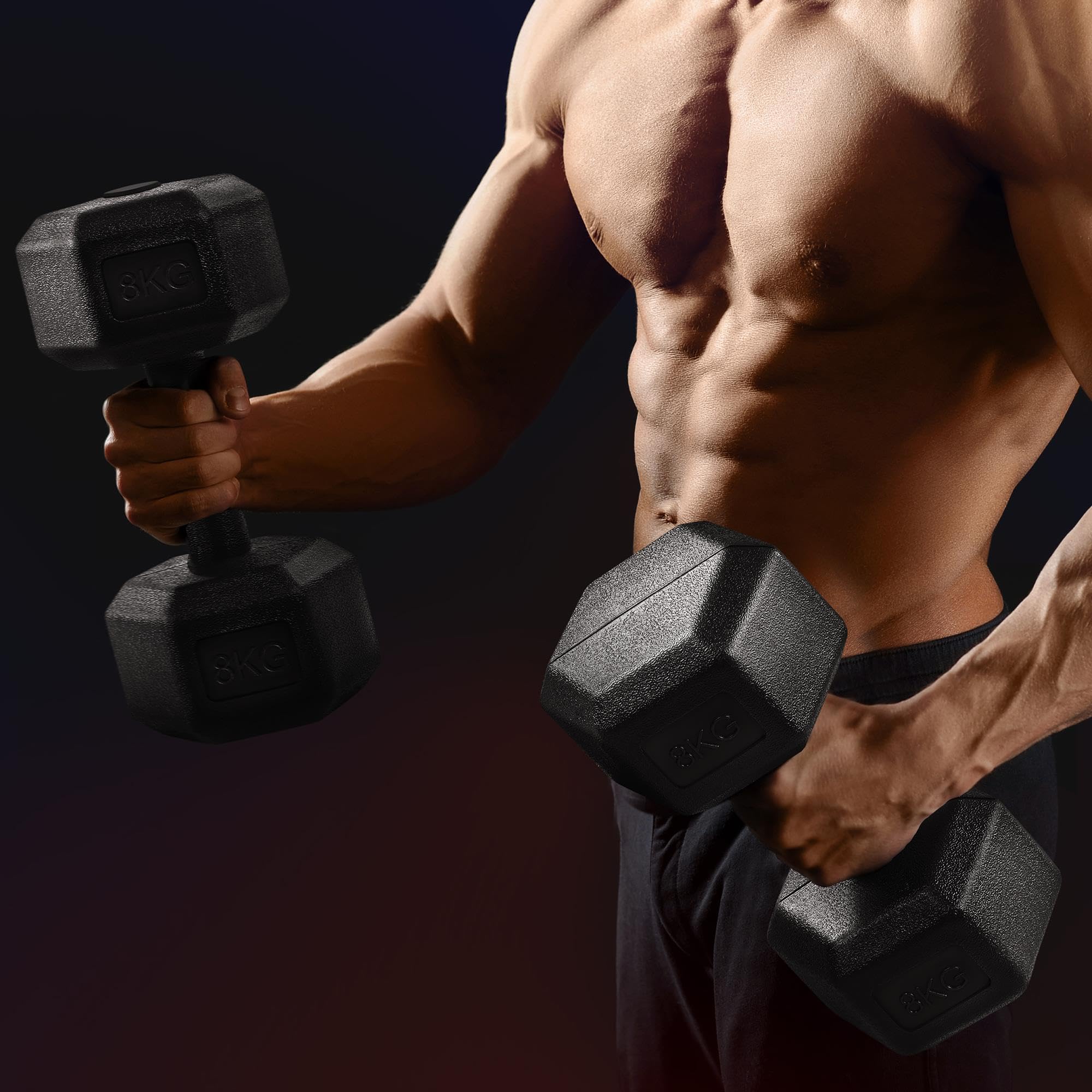 Yaheetech Set 2 Manubri Esagonali per Palestra e Casa in Ferro e PVC Antiscivolo Nero 2 x 8 kg