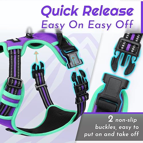 Miniatura 379 de Eagloo Arnés para perro de tamaño mediano, chaleco de servicio sin tirones con tiras reflectantes y asa de control, ajustable y cómodo para caminar