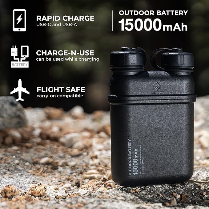 ELECOM NESTOUT Cargador portátil y lámpara, 15000mAh, batería externa carg. rápida USB-C, linterna LED 300 lúmenes miniatura 2