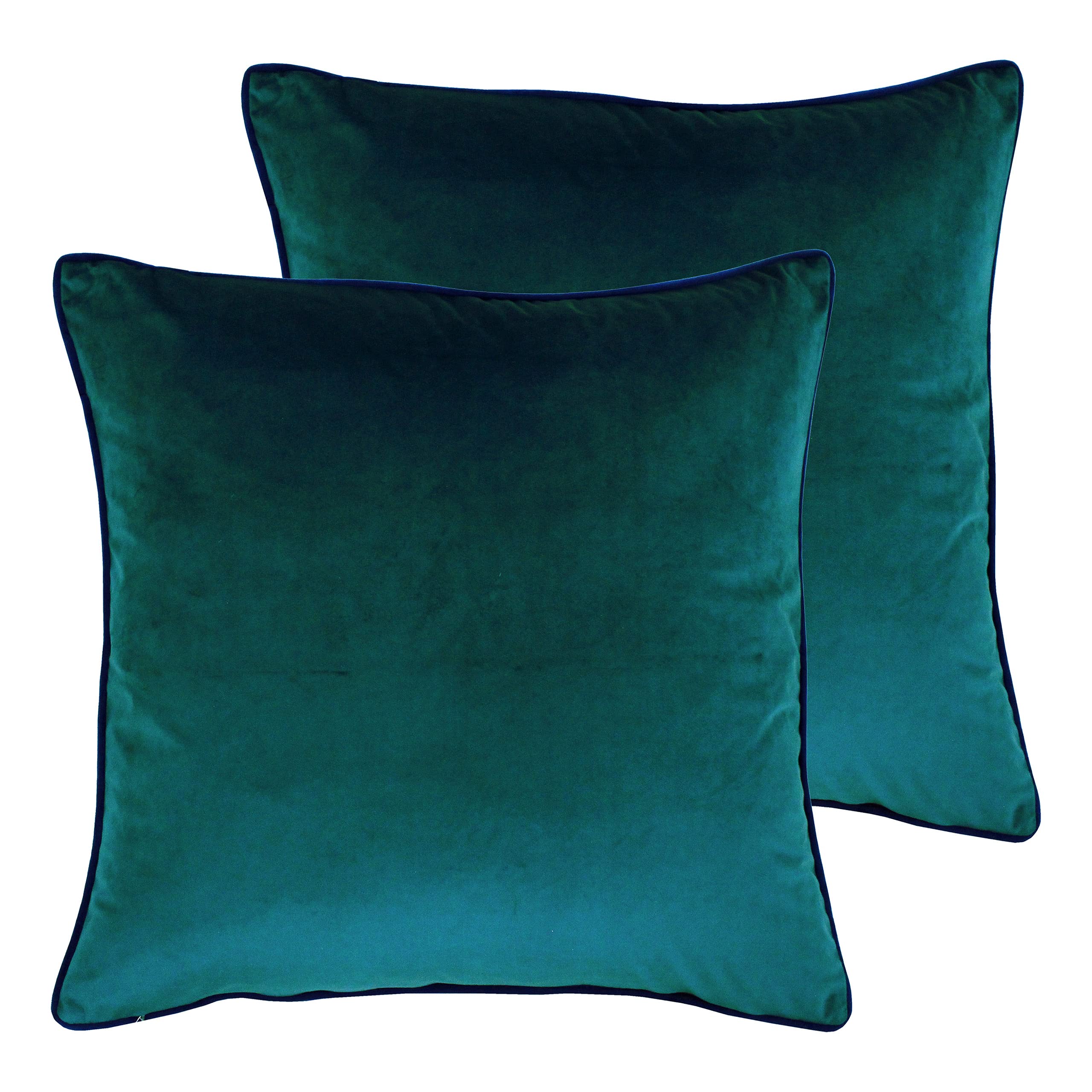 Paoletti Meridian Twin Pack Feather Filled Cushions, Teal/Navy, 55 x 55cm