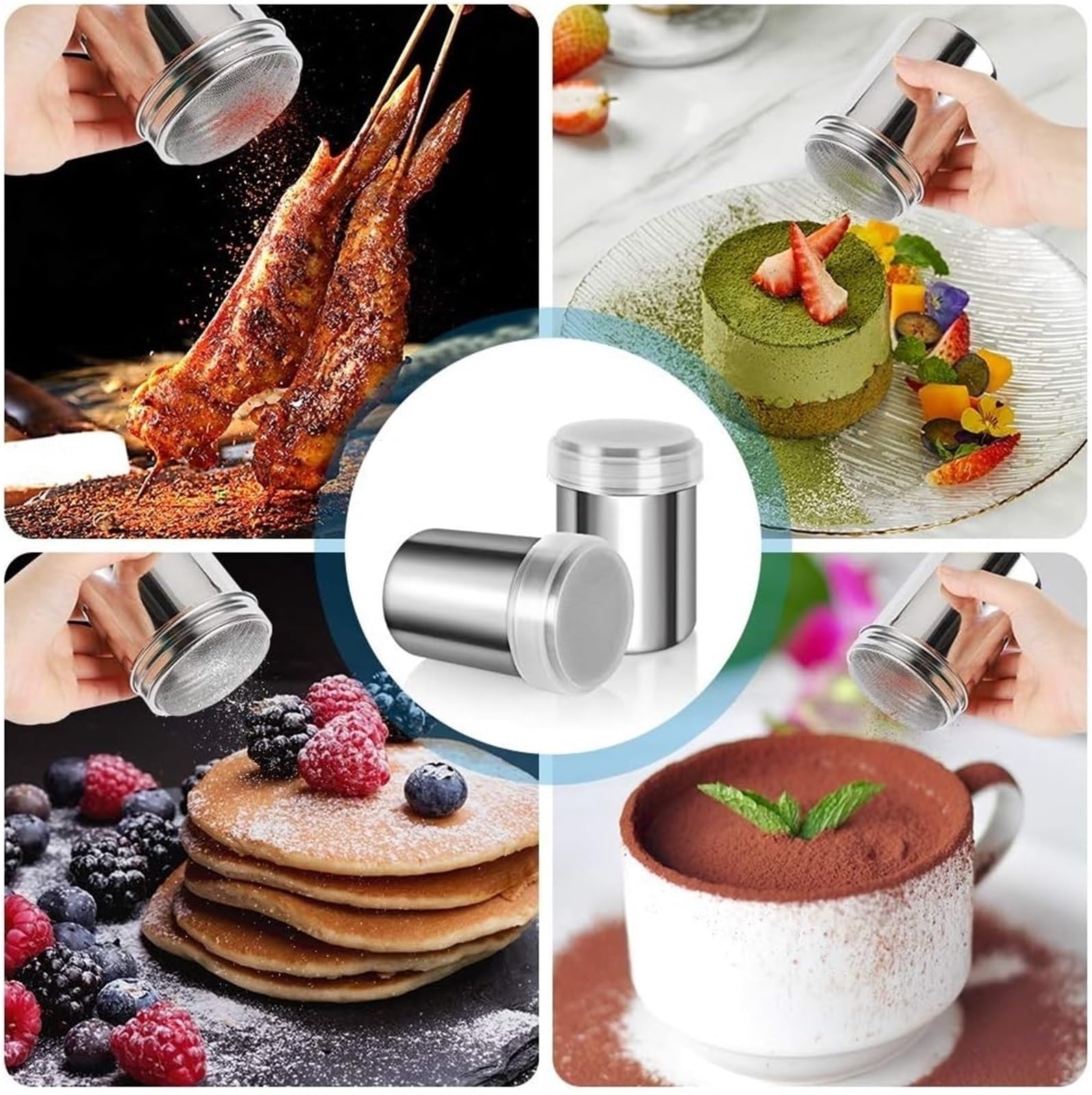 Shaker à café en acier inoxydable 3 pièces pour Farine Fine Sucre