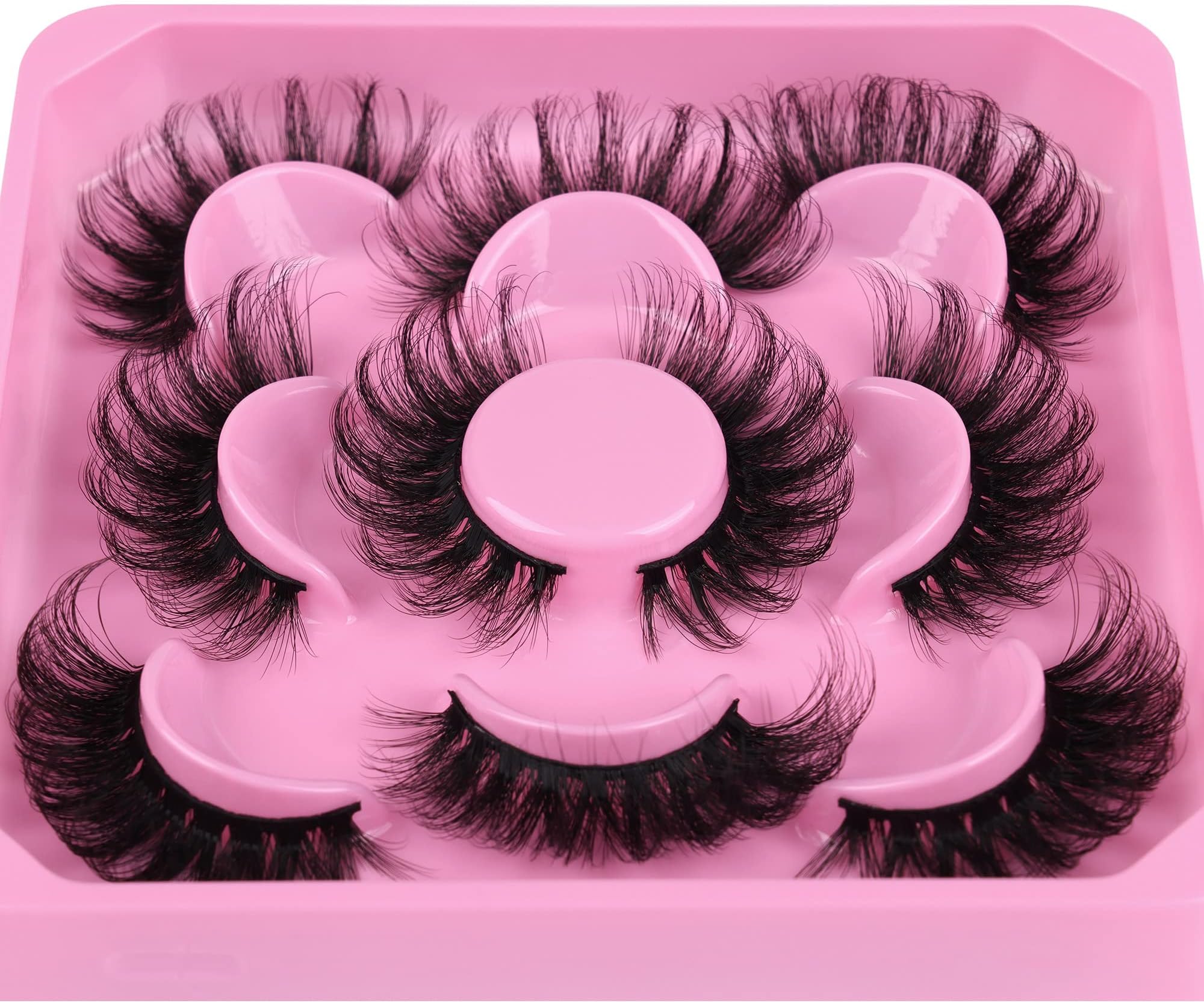 FocipeysaCat Eye Mink Lashes Fluffy False Eyelashes Dramatic Eyelashes Mink Fluttery Fake Eyelashes 20mm Length Reusable Flared Lashes 5 Pairs