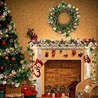 Vista 6 de Korlon Tec - Guirnalda navideña preiluminada con luces de 7 pies, guirnalda navideña con 20 luces LED y baya roja, luces de cuerda de pino operadas