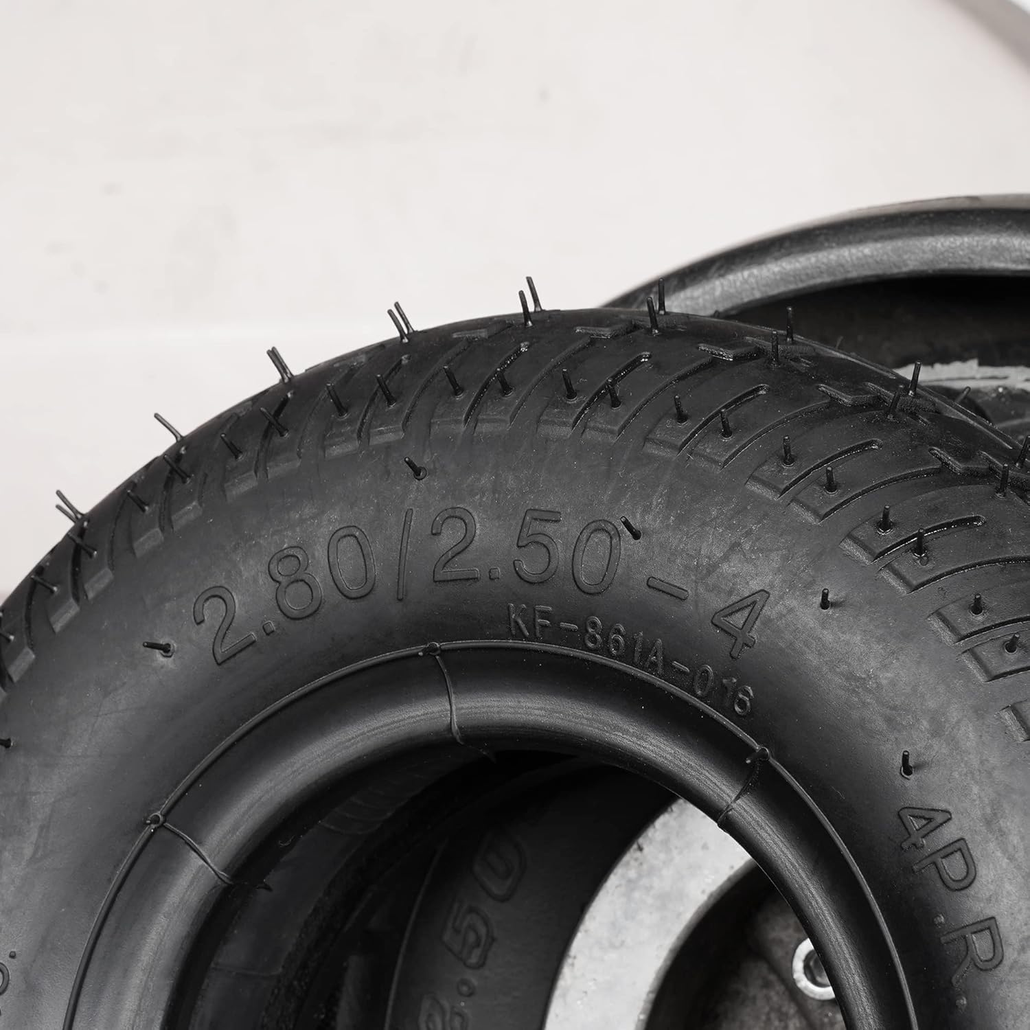 2.80/2.50-4" Tire and Inner Tube Compatible with Utility Cart Dolly Hand Truck Wheelbarrows Trolly Lawn Mowers Garden Carts Trailers Wagons Pressure Washer Air Compressor Cart
