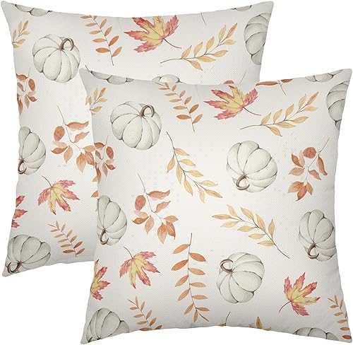Miniatura 85 de Juego de 2 fundas de almohada de otoño de 18 x 18 pulgadas, diseño de calabaza, girasol, girasol, Acción de Gracias, decoración para exteriores