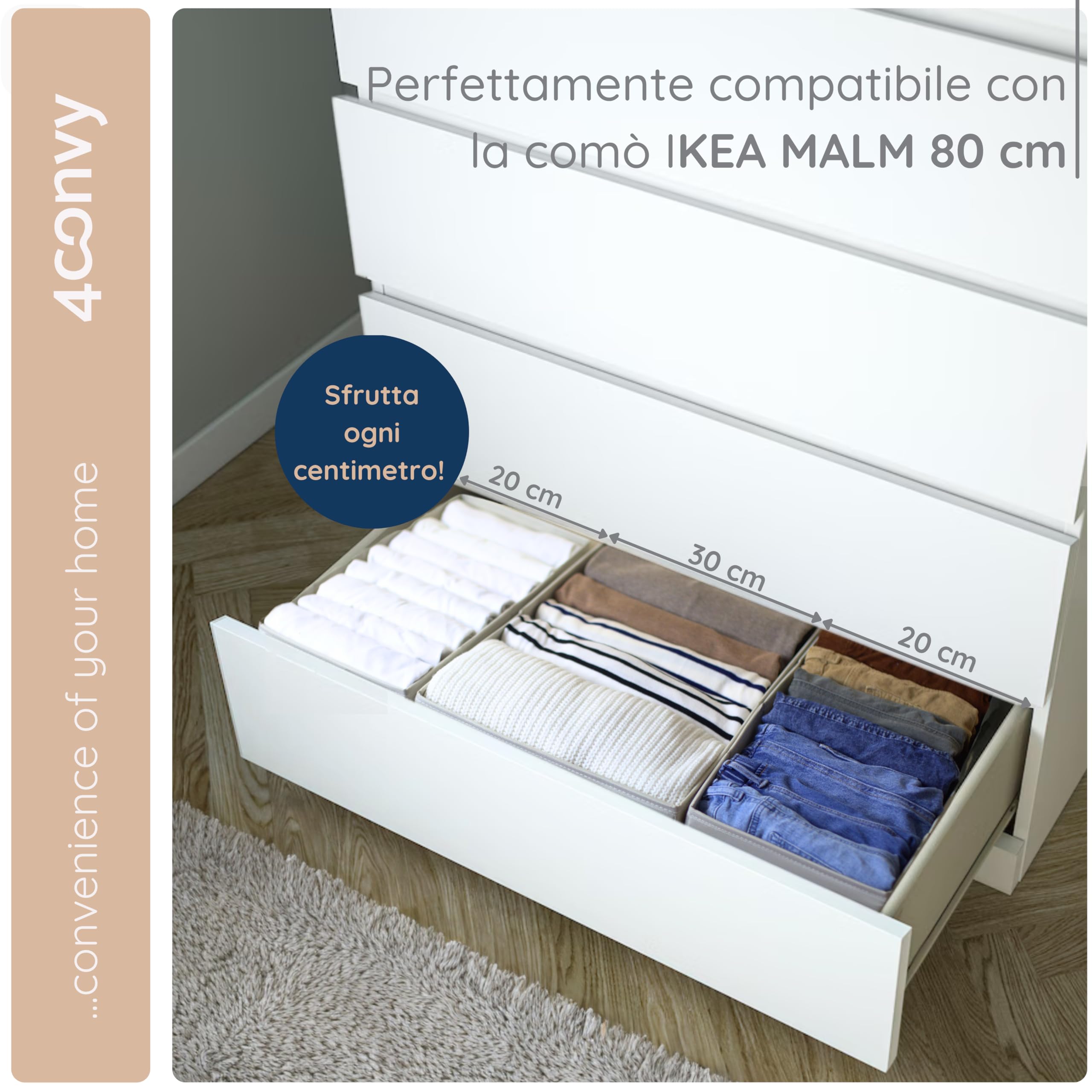 4CONVY Set di organizer per armadio – Scatola di immagazzinaggio rigida per armadietto – Sistema di organizzazione pieghevole per armadietto – Organizer per armadio senza scomparti.