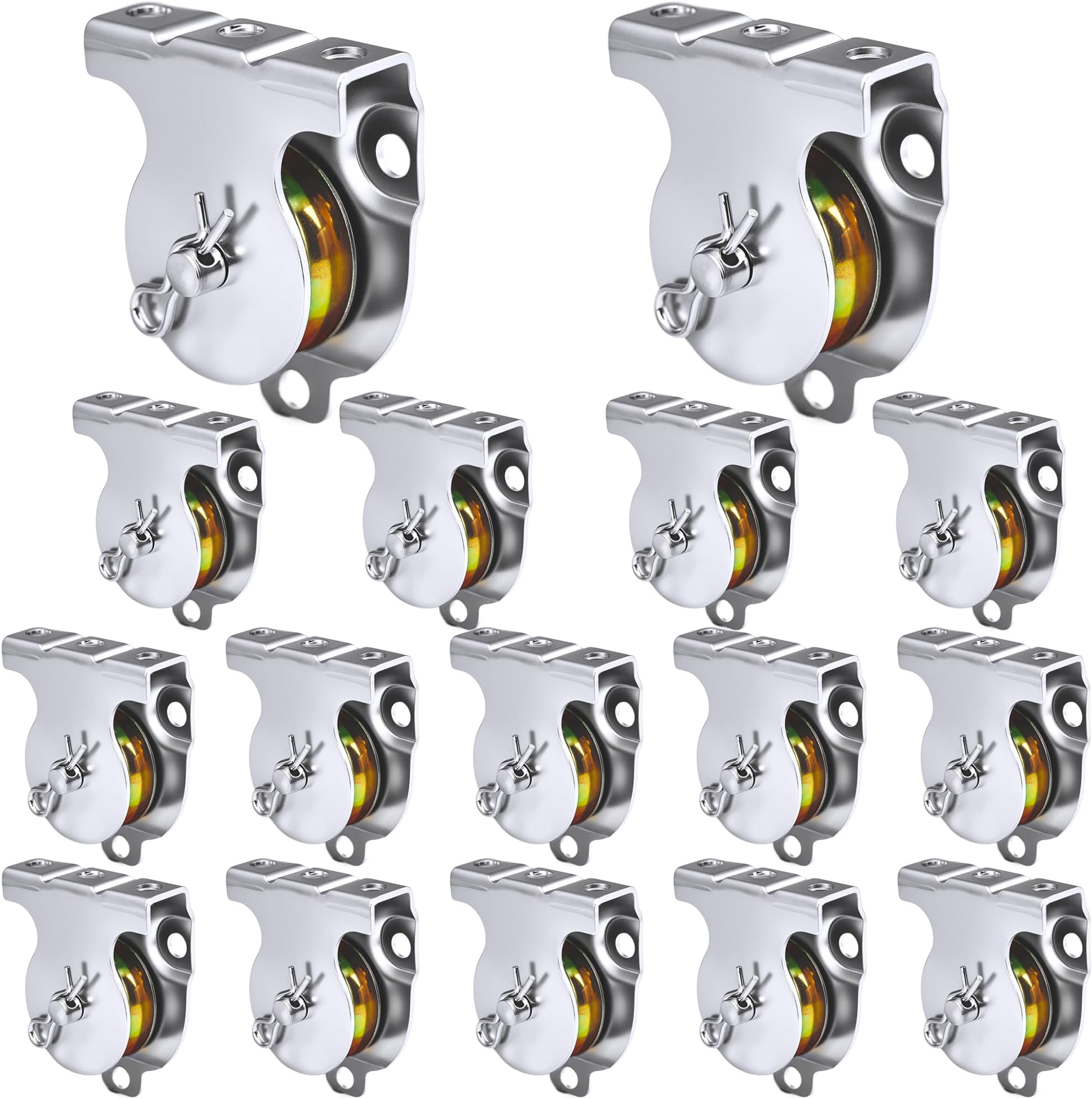 16 Pack Wall Mount Pulleys 1-1/2 Inch Ceiling Mount Single Pulley for 3/8 Inch Wire or Rope Load 420 Lbs Heavy Duty Small Lifting Pulley Zinc-Plated Silent Wheel