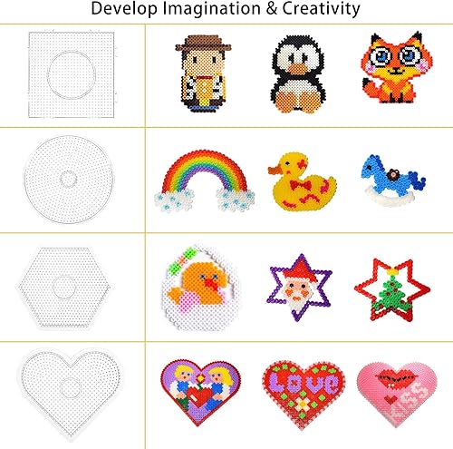 Miniatura 8 de Perler - Tableros de cuentas Dedoot de 18 piezas de 0.197 in, tablero de cuentas de plástico transparente con diseño de cuentas Perler (10 tablas +