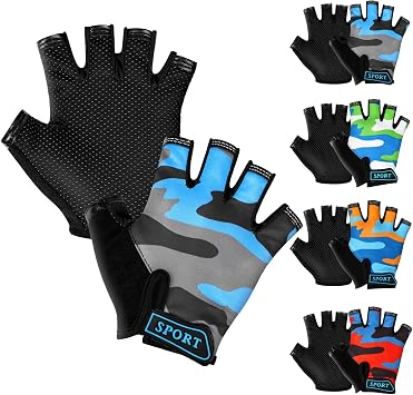 Kids Boy Girl Cycling Half Finger Gloves| Non-Slip,Breathable, Bicycle Gloves for Boys and Girls,Fingerless Gym Antislip Grip,Ideal for BMX, MTB, Gymnastics, Bike Riding and Outdoor Sports
