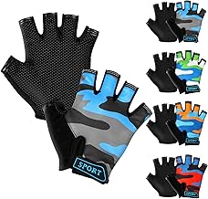 AMFUN Kinder Halbfinger Fahrradhandschuhe, Fingerlose Radsport Handschuhe für Kinder, rutschfest&Atmungsaktiv für Radfahren, Klettern, Skaten, Bootfahren