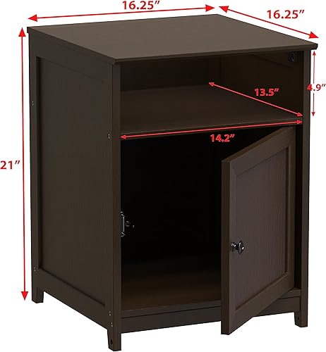 Miniatura 3 de SHW Mesa auxiliar con estante y almacenamiento, color espresso