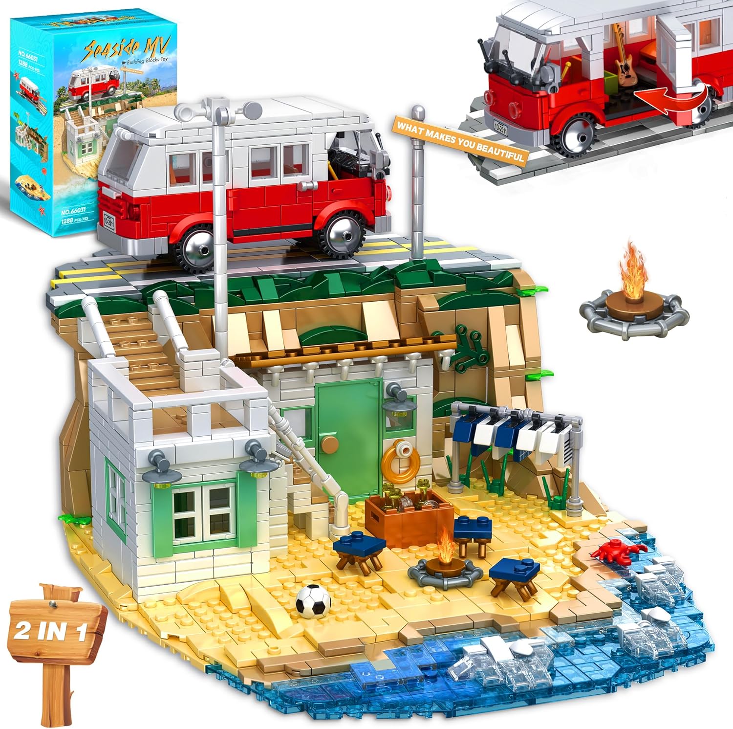 Friends Beach House Building Blocks Set, Camping House Building