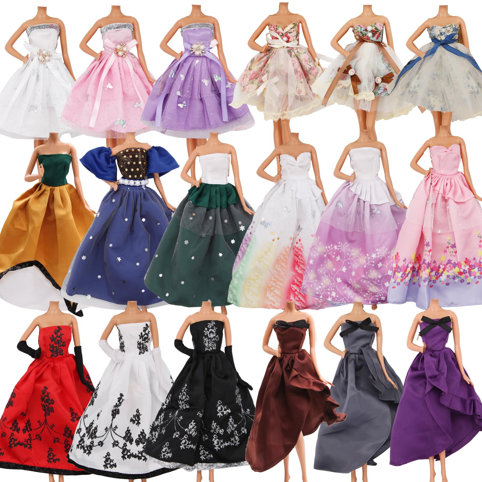 Doll Dress Set with Handmade Doll Clothes Wedding Party Dresses Gown Includes Gloves for 11.5 Inch Girl Doll（6 Styles）