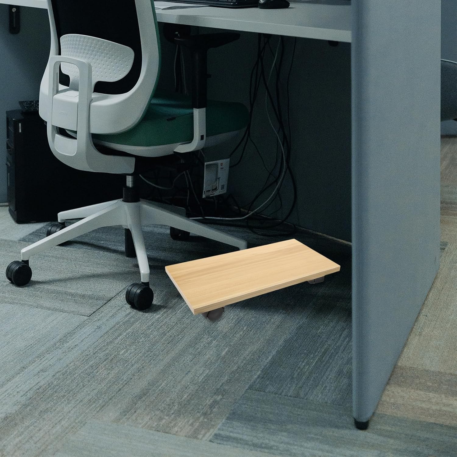 Ciieeo Movable Computer Host Holder Wood Base with Universal Casters CPU Stand for Desktop Tower Rack Home Office Use
