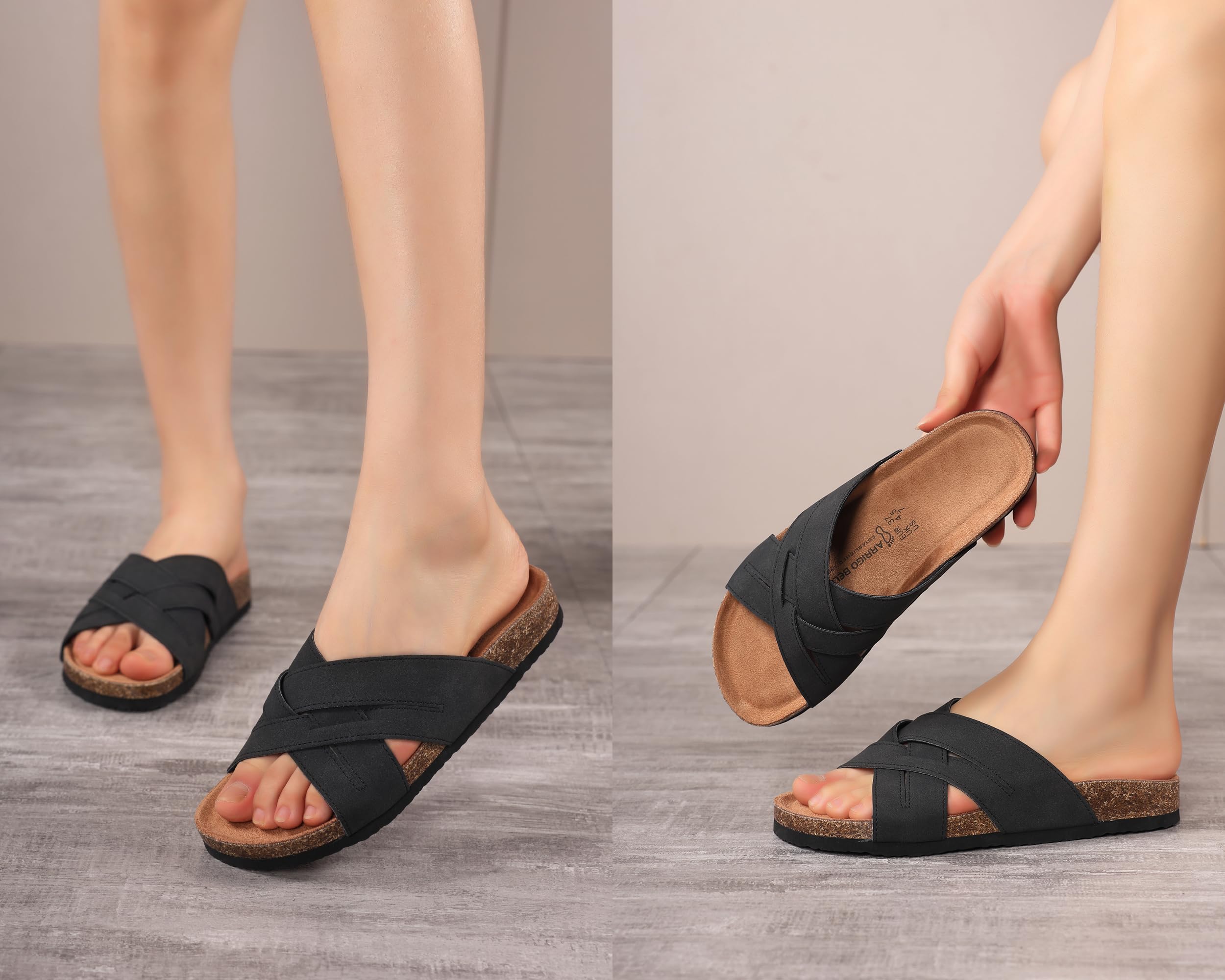 ARRIGO BELLO Mules Femmes Confortable Cuir Sandales Mode Antidérapant Chausson Arch Support D’été Plein Air Pantoufles Taille 36-41