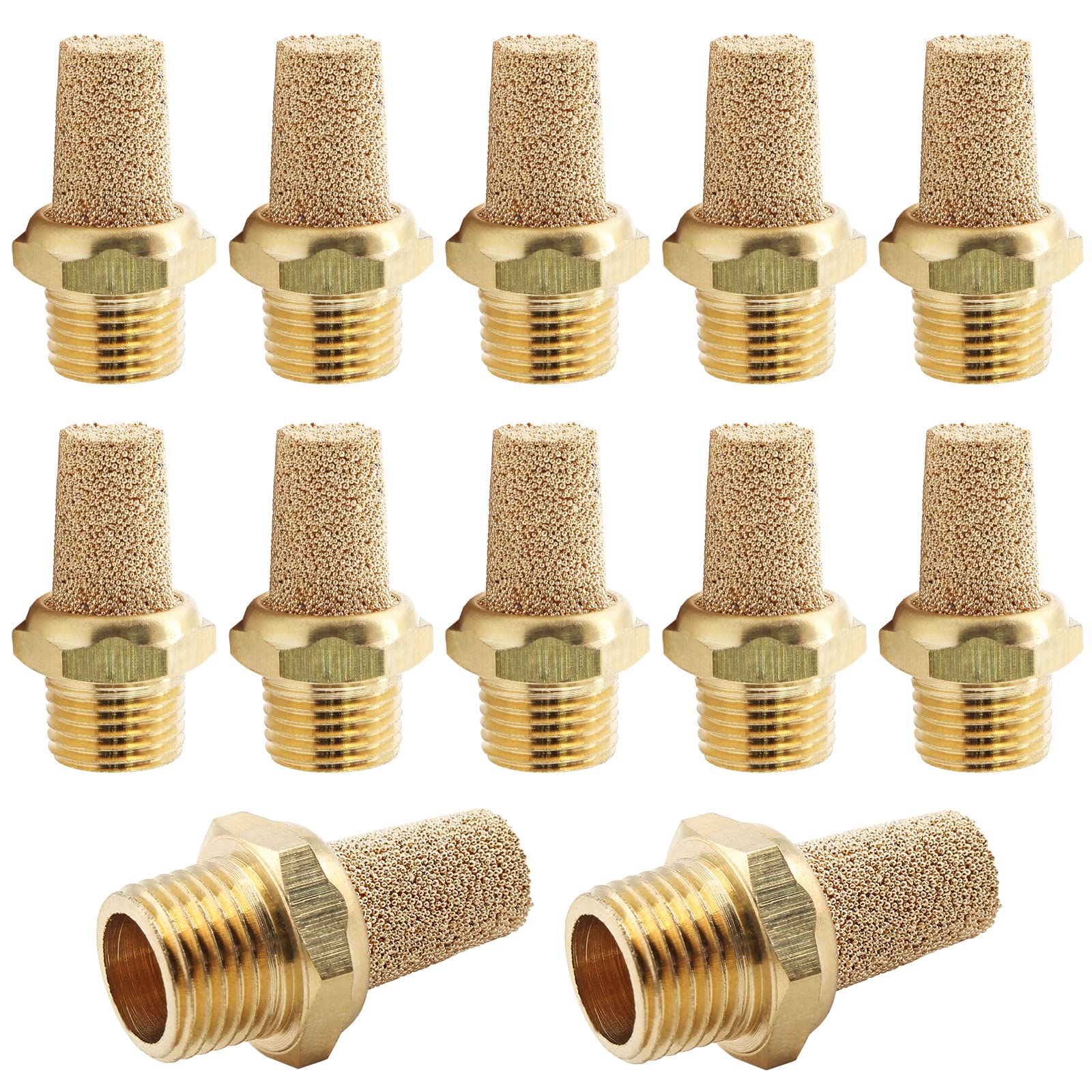 Jiozermi 12 Pcs 1/4 NPT Brass Air Pneumatic Mufflers Silencer — Amazon image 8