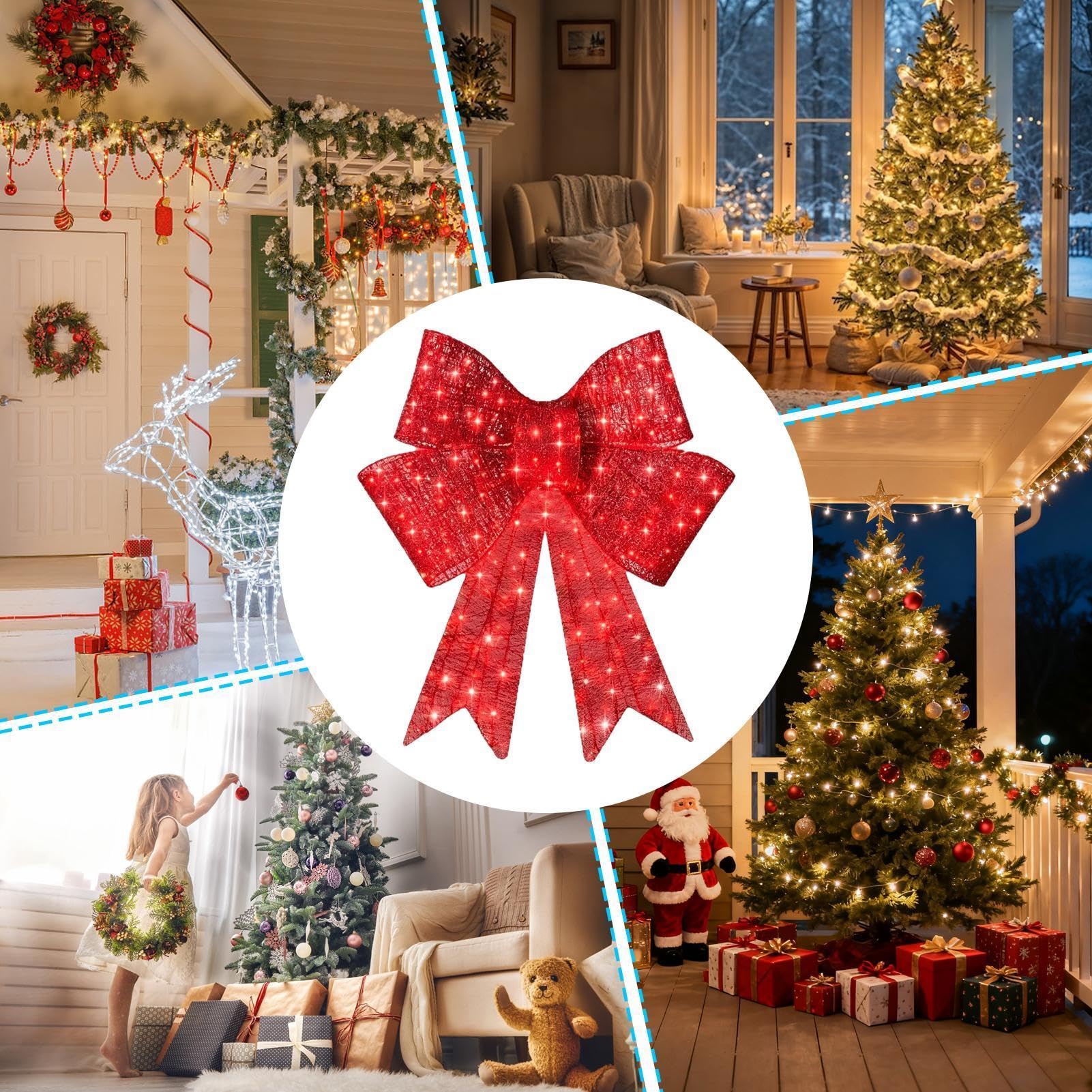 Weihnachtskränze mit Weihnachtsdekoration in Form einer leuchtenden