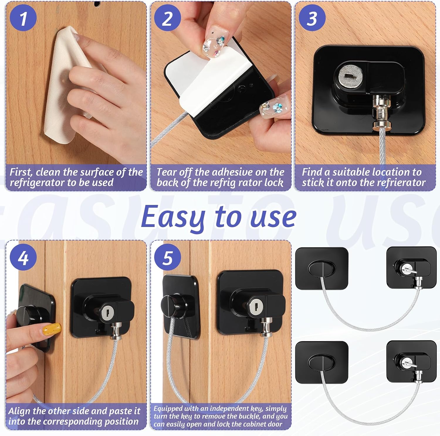 12 Pack Refrigerator Locks with 12 Keys, Stainless Steel Cabinet Locks Bulk Self-Adhesive Furniture Lock No Drilling for Refrigerators, Cabinets, Drawers, Wardrobes, Windows