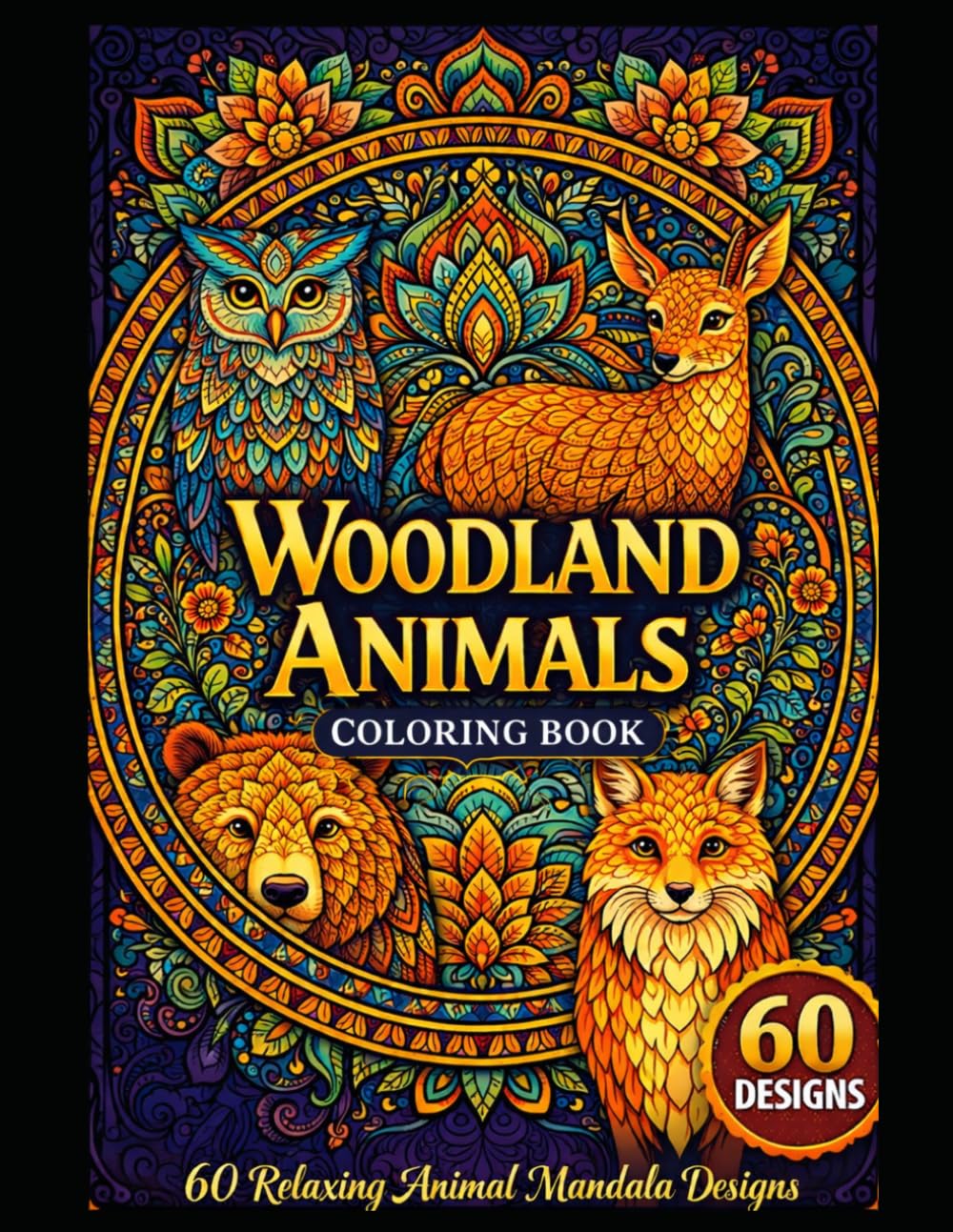 Woodland Animals Coloring Book: 60 Intricate Mandala Designs Featuring Forest Animals for Adults – Relaxation, Stress Relief, and Mindfulness (Mandala Escape Coloring Series)