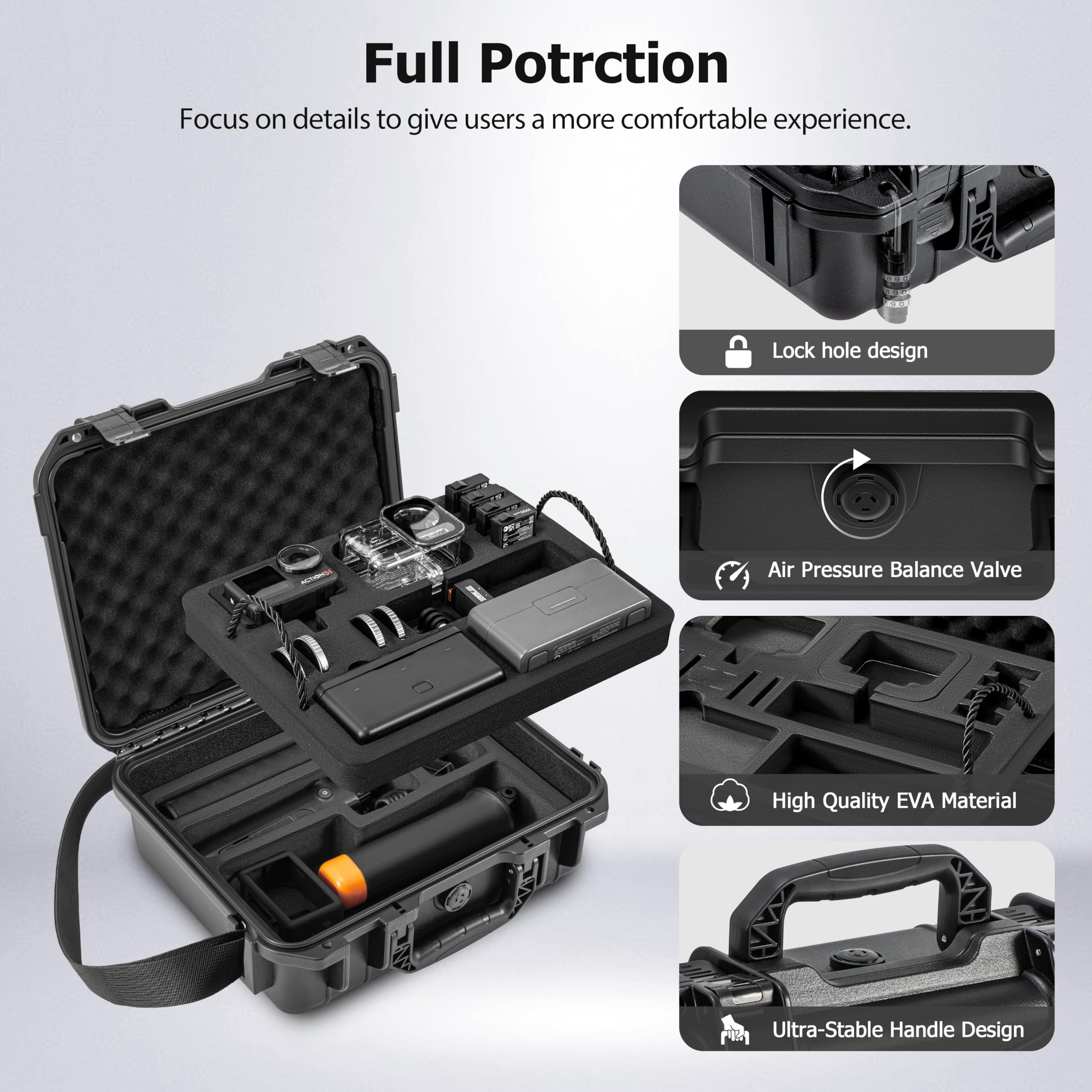Tomat Action 5 Pro walizka etui wodoodporna dwuwarstwowa torba na DJI Osmo Action 5 Pro/4/3 akcesoria twardy pokrowiec do podróży, ochrona, kompatybilna z MIC 2/wielofunkcyjny uchwyt ładujący