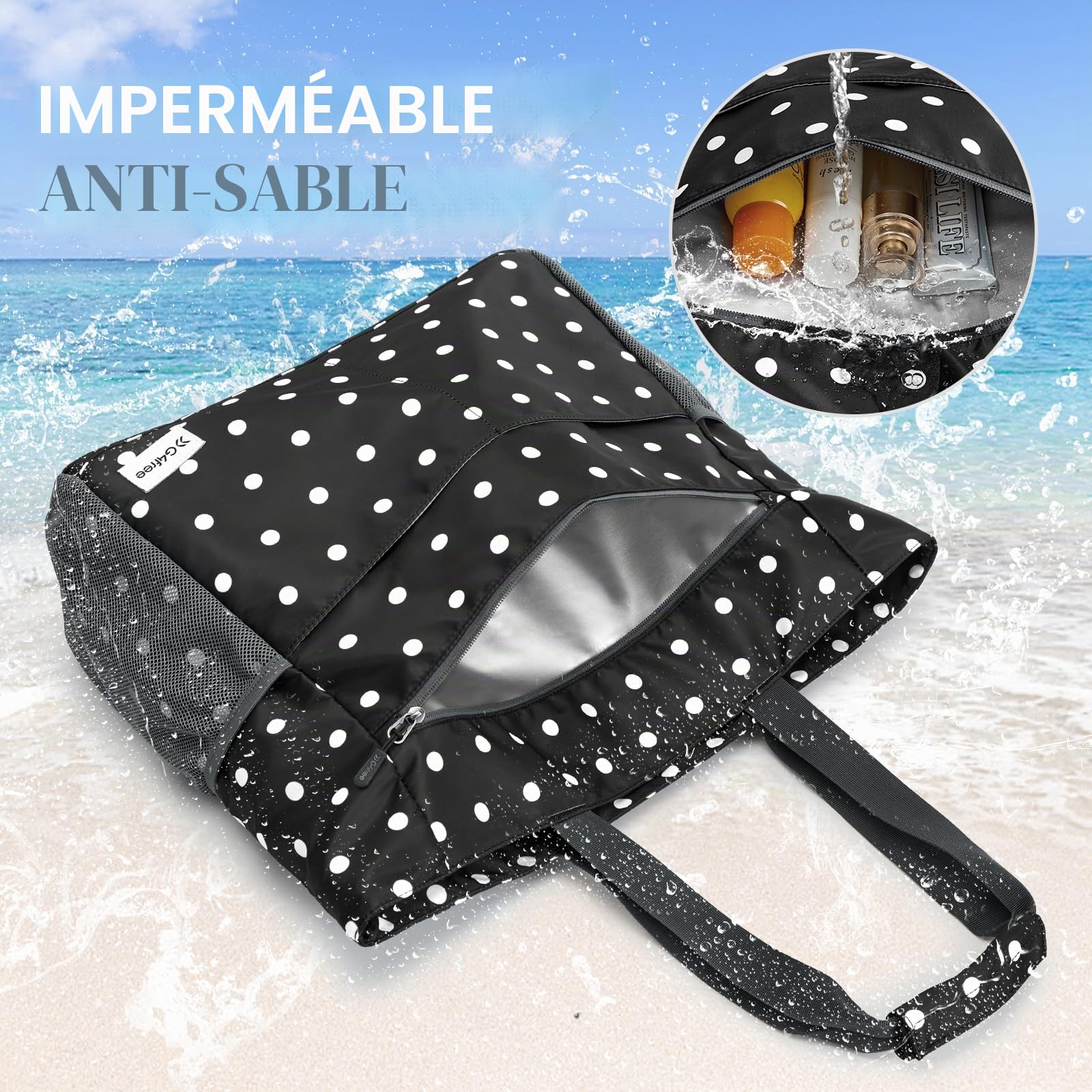 G4Free Sac Fourre-tout de Plage Imperméable, Pliable et Résistant au Sable de Grande Capacité pour Femme