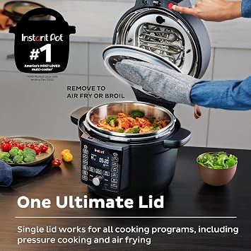Instant Pot Duo Crisp Ultimate Lid,13-in-1 Air Fryer&Pressure Cooker Combo, Saute, Slow Cook, Bake, Steam, Warm, Roast, Dehydrate, Sous Vide&Proof, App With Over 800 Recipes,1500 watts,6.5 Quart,Black