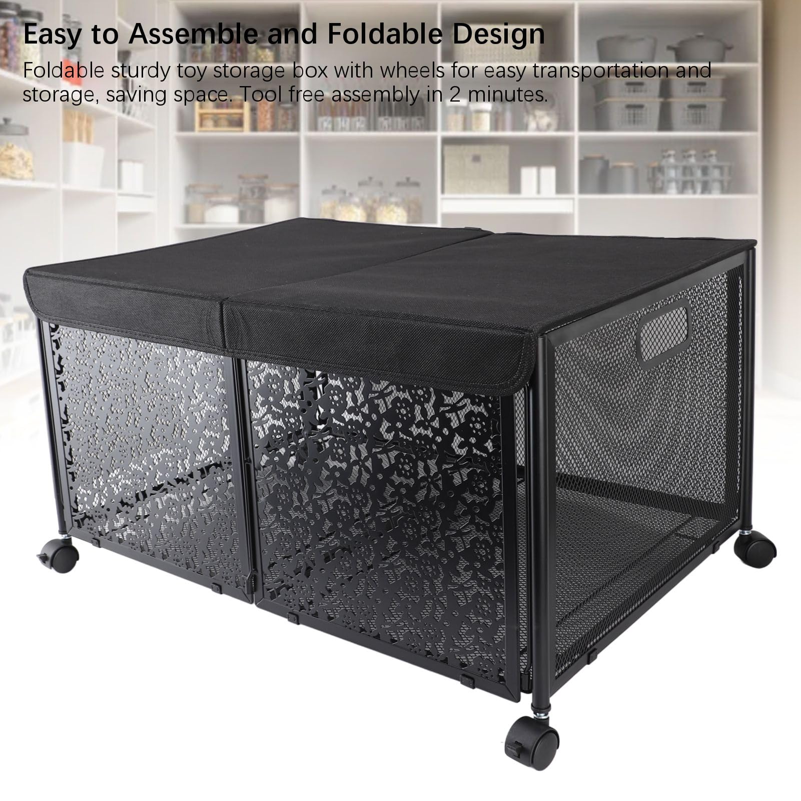 Caja de Juguetes Extra Grande, Organizador de Almacenamiento de Juguetes Plegable para Niños de 70 Litros con Tapa y Ruedas, Caja de Juguetes de 24 X 16,5 X 13 para Guardería