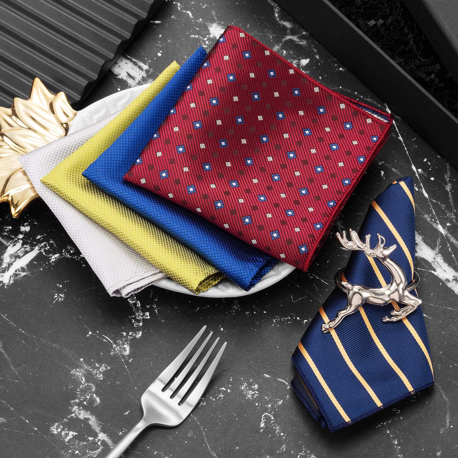 SATINIOR Men Pocket Square Handkerchief Suit Pocket Square for Men Soft Hankies for Party Wedding, 8.3 x 8.3 Inch - Image 7