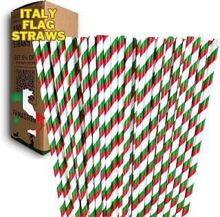 150-pack Biodegradable Italy Flag Paper Straws decoration Disposable Drinking Sticks for Cake Pops in Birthday, Anniversary Wedding Holiday Celebrations Party Decor favors and Supplies theme