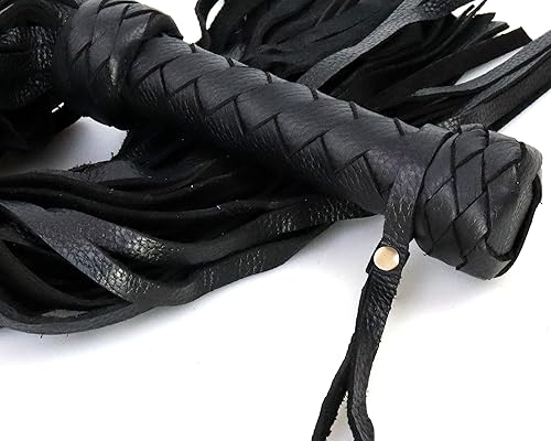 Miniatura 59 de Látigo de caballo suave hecho a mano, herramientas de cuero genuino de 19.7 y 27.6 pulgadas, esencial para entrenamiento y equitación ecuestre