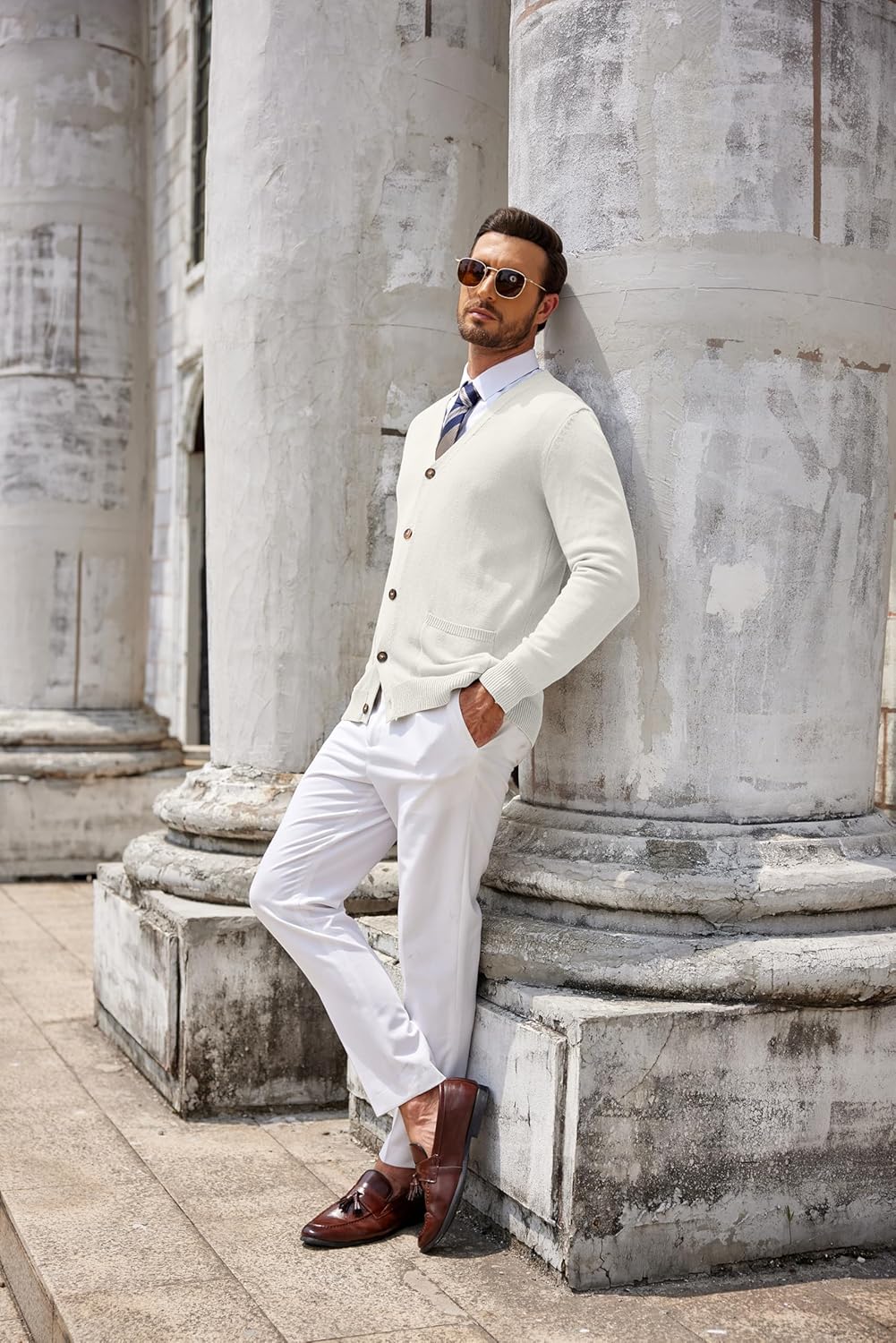 COOFANDY Men's Cardigan Sweater Long Sleeve Casual V Neck Button Down Knitted Sweater with Pockets - Image 6