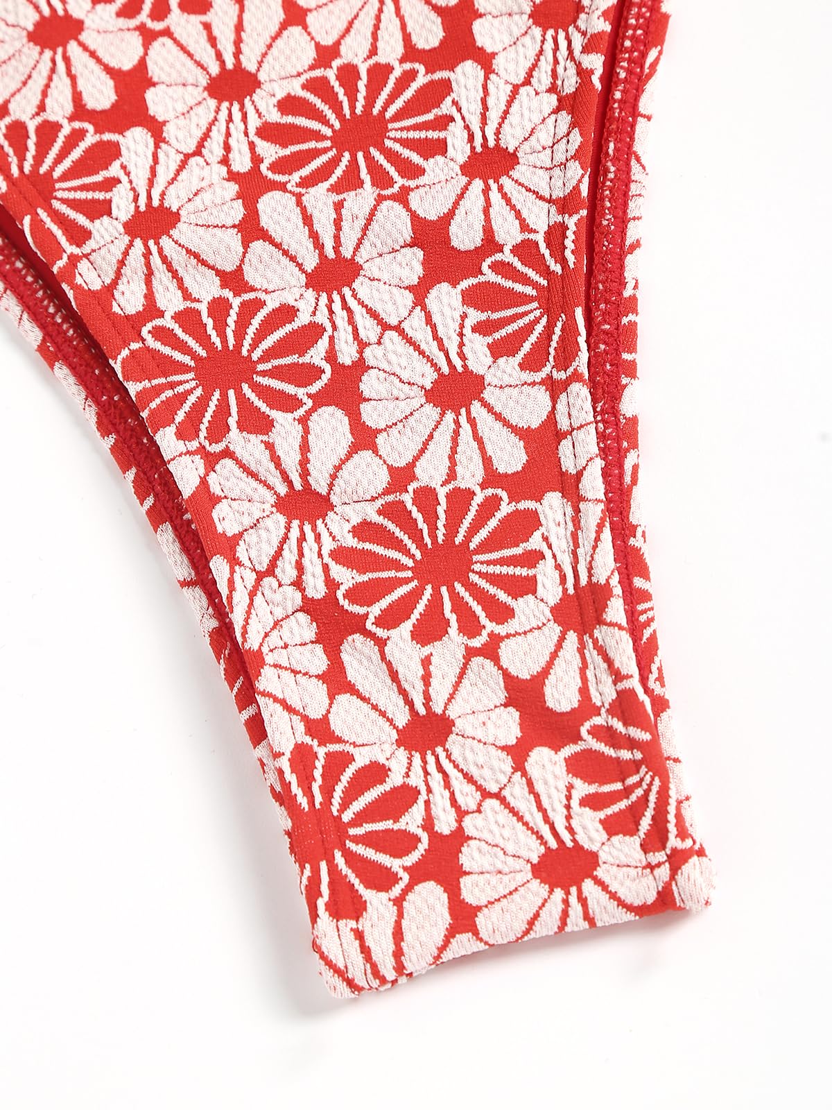 ZAFUL Women's Triangle Bikini Multiway Fishnet Tie Side Bandeau Halter String Bikini Set Two Piece Swimsuit Bathing Suits: 6-floral Red Small