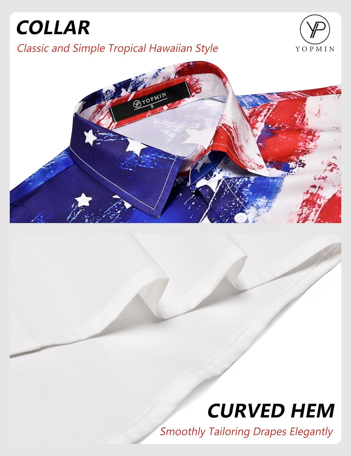 Men's American Flag Hawaiian Shirt Patriotic Short Sleeve Button Down Shirts 4th of July Summer Beach Aloha Outfit - Image 6