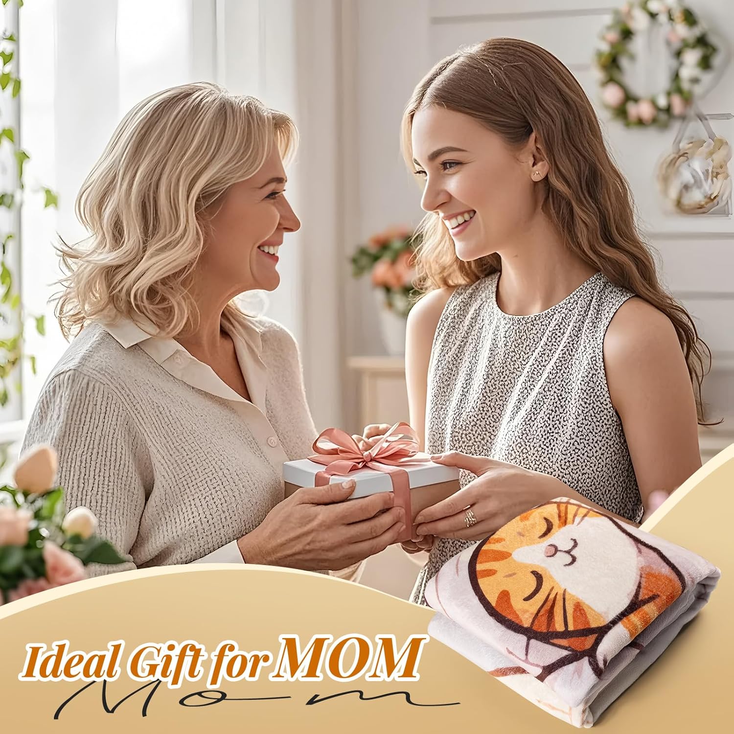 Gifts for Mom Birthday Gifts for Mommy from Daughter Son, Valentines Mothers Day Easter Birthday Thanksgiving postpartum Funny Ideas Gifts, Unique Thoughtful Blanket Cat Presents for Women 60’’x50’’ - Image 2