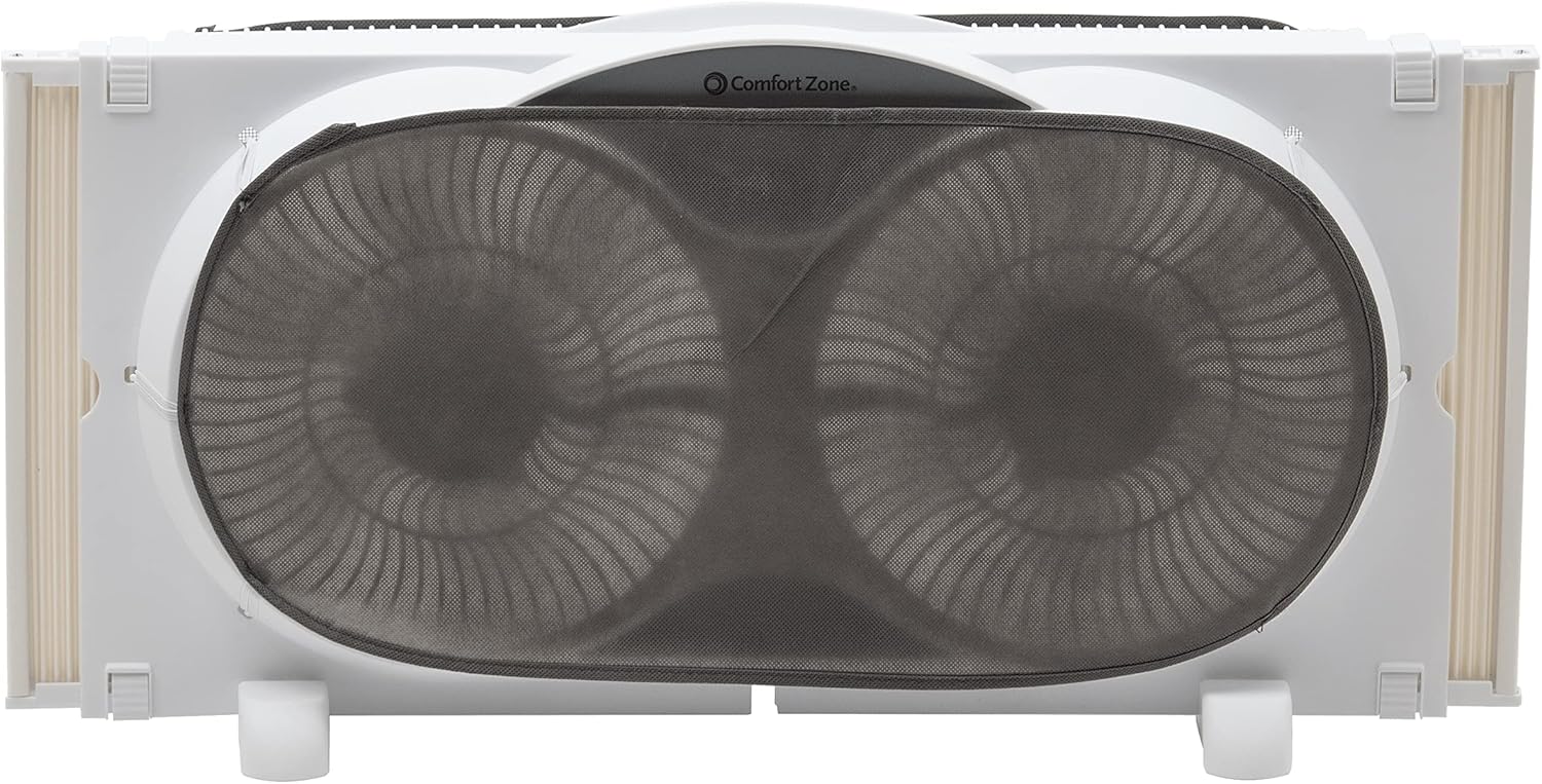 Comfort Zone CZ310R 3Speed 3Function Expandable Reversible Twin Window Fan with Remote Control
