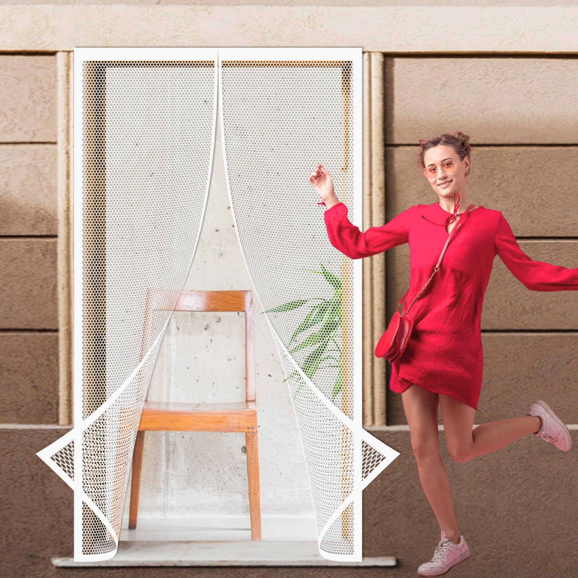 Zanzariera Magnetica Porta Finestra 132 x 242 cm Facile da Installarepeper Chiusura Automatica Zanzariera di Alta Qualità per Porte Finestra, Bianco