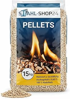 Stahl-Shop24 Holzpellets ENplus A1 6mm Nadelholz 15 kg - Premium Heizpellets für Pelletofen Kamin Heizung - Hoher Heizwert aschearm - Sackware 100% Naturholz Pellets für Pizzaofen Smoker Grill