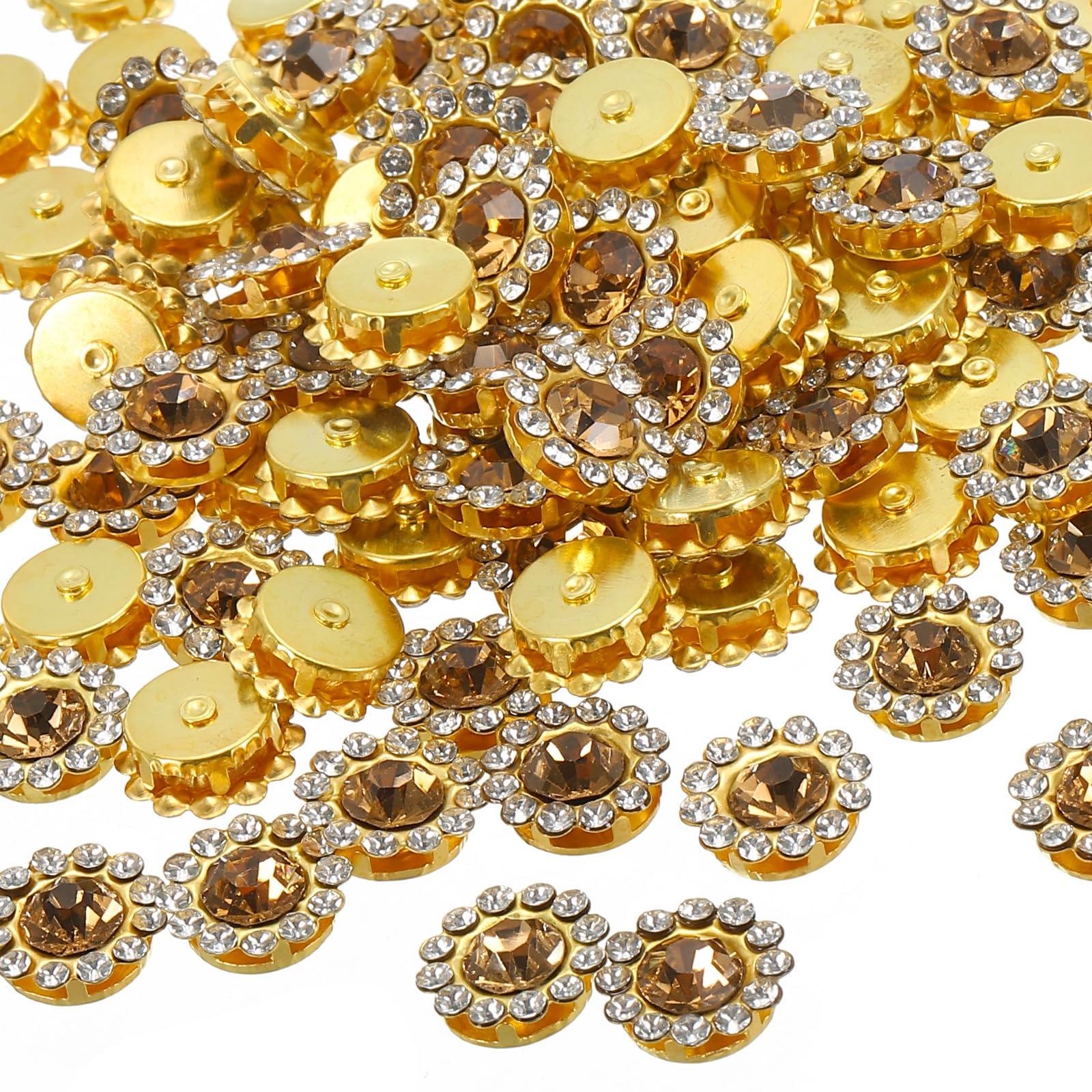 PATIKIL 12 mm Flower Claw Sew on Pearls Rhinestones