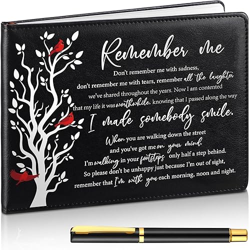 Yingzhao Libro de visitas funerarias con bolígrafo, libro de visitas conmemorativas, libro de visitas funerarias para servicio conmemorativo,