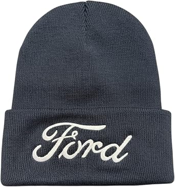 Ford Script Beanie - Navy Blue Acrylic Knit Winter Hat - Officially Licensed Ford Motor Company Merchandise