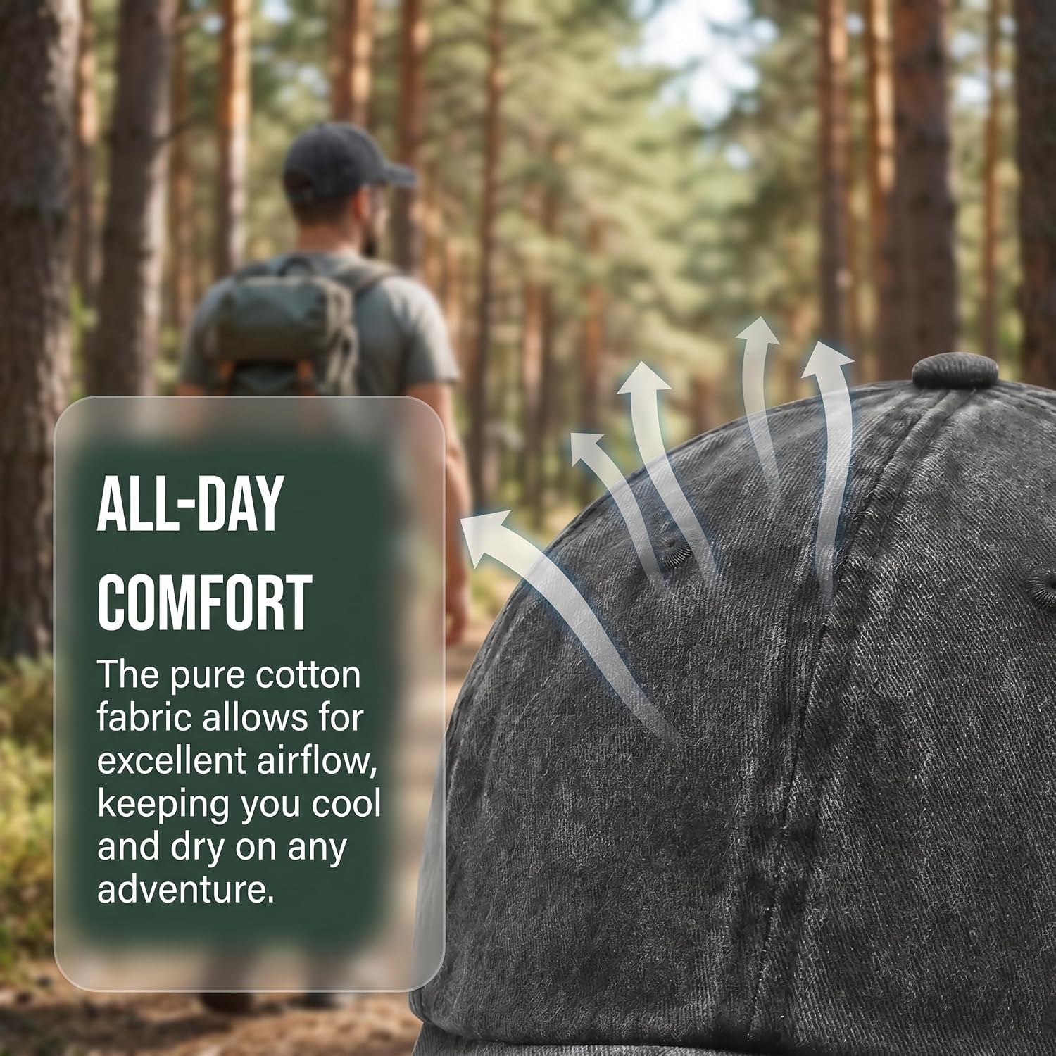Funny Bigfoot Mountain Embroidered Washed Baseball Cap, Sarcastic Outdoor Hiking Dad Hat, Vintage Adjustable Cotton Hat for Men Women Black