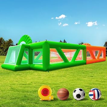 3-in-1 Inflatable Sports Court with 680W Blower, Multi-Game Arena for Soccer, Volleyball & Basketball, Perfect for Backyard, School Events, and Team Training