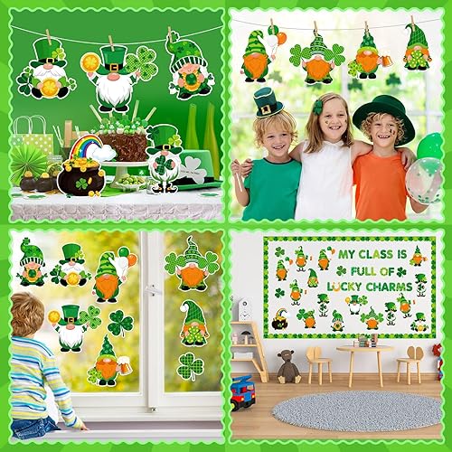 Miniatura 7 de Pasimy 64 piezas de decoración de tablón de anuncios del día de San Patricio, tablero de anuncios del día de San Patricio, borde de tablón de