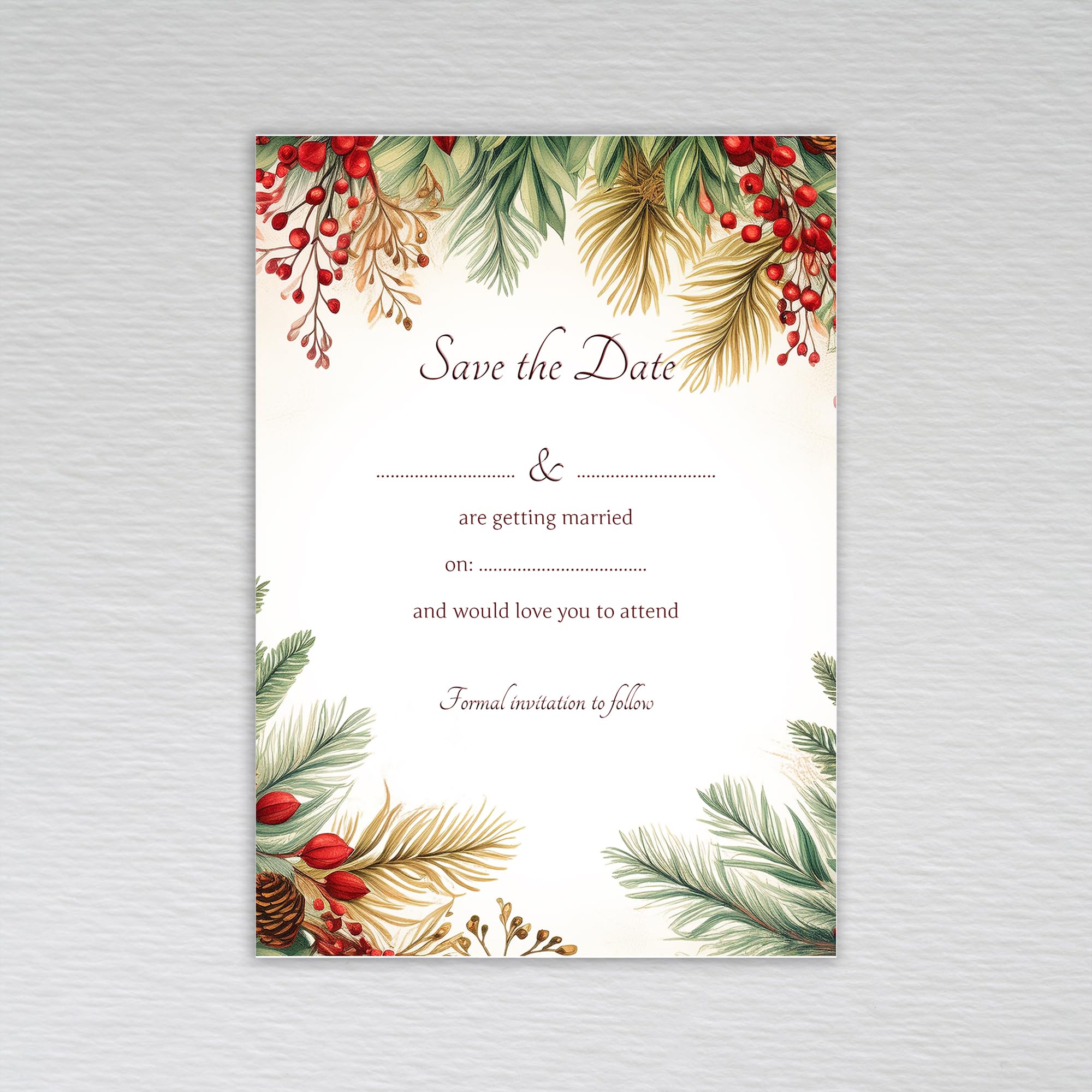 Webspectations Red Berry Christmas Wedding Save the Date Cards/Save the Day Invitations: Red Berry Winter Save the Date Invites (Pack of 20 without Envelopes)