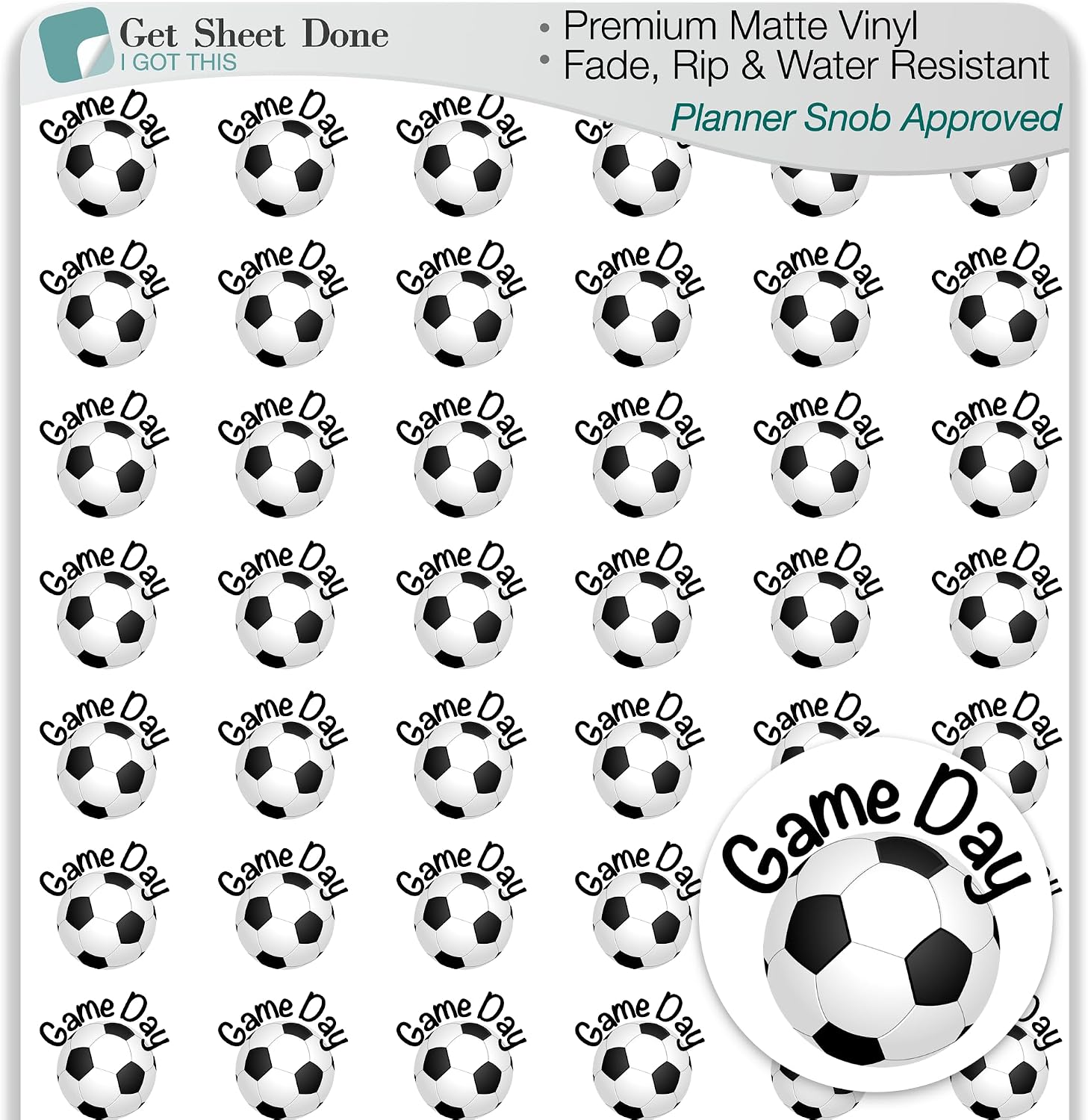 Soccer Planner Stickers – 54 Vinyl Decals for Game Day Tracking, Football Practice, Sports Scheduling, Fitness Goals, Workout Planning, Functional Productivity Layouts, Bulleted Journal (1/2”)