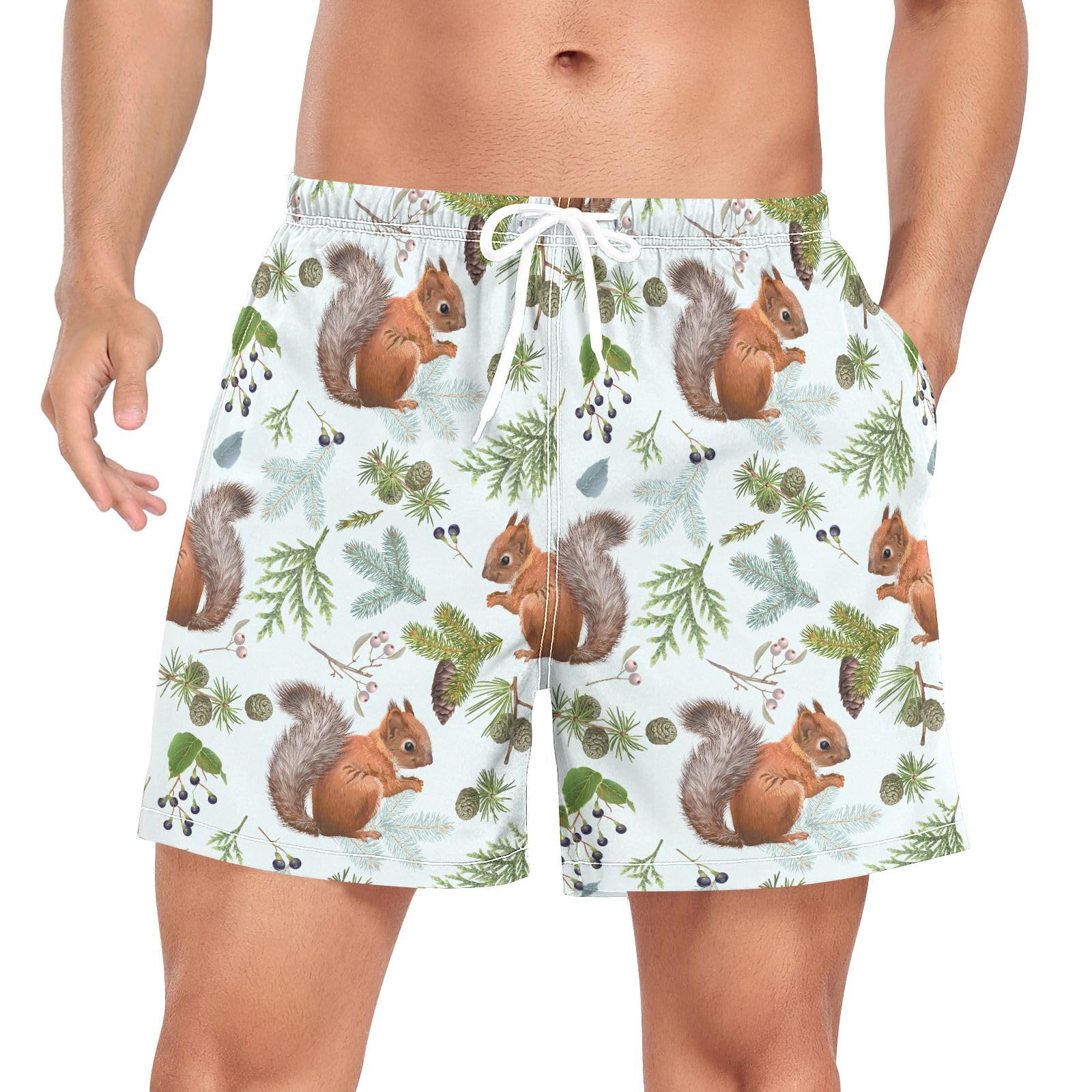 vvfelixl Men's Athletic Shorts Forest Squirrels Mens Gym Running Shorts for Men Boys Quick Dry S