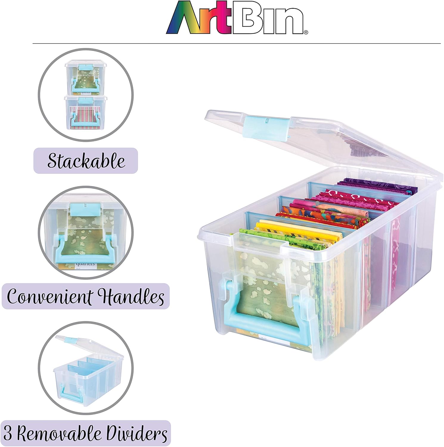 ArtBin 6925AA Semi Satchel with Removable Dividers, Portable Art & Craft Organizer with Handle, [1] Plastic Storage Case, Clear with Aqua Accents, 0 : Home & Kitchen