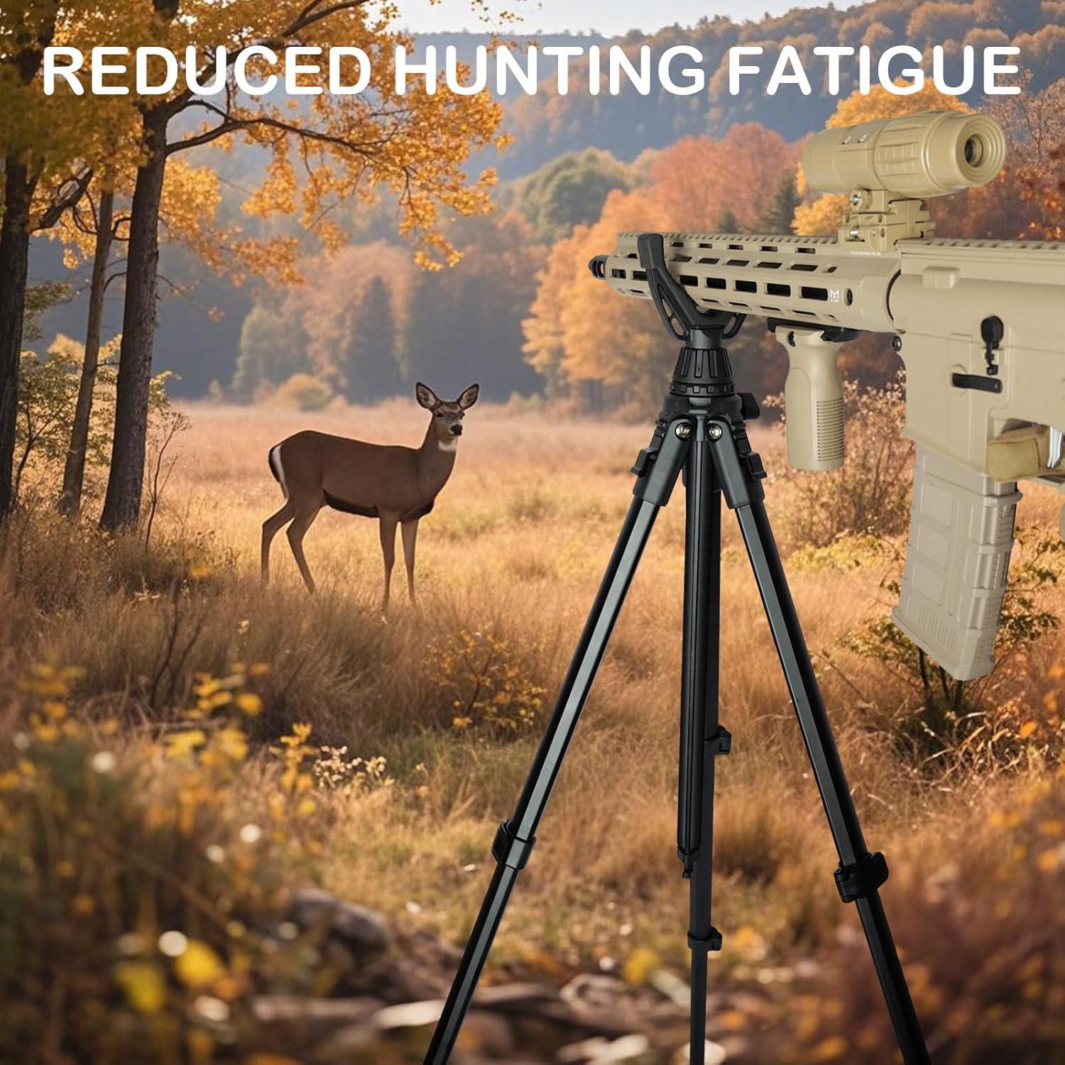 Lightweight Shooting Tripod for Rifles with 360° V-Yoke Rest,Adjustable Height Hunting Tripod Shooting Stick for Hunting,Lever Lock 21.25-69.3 Inches,Includes Bubble Level and Carry Bag