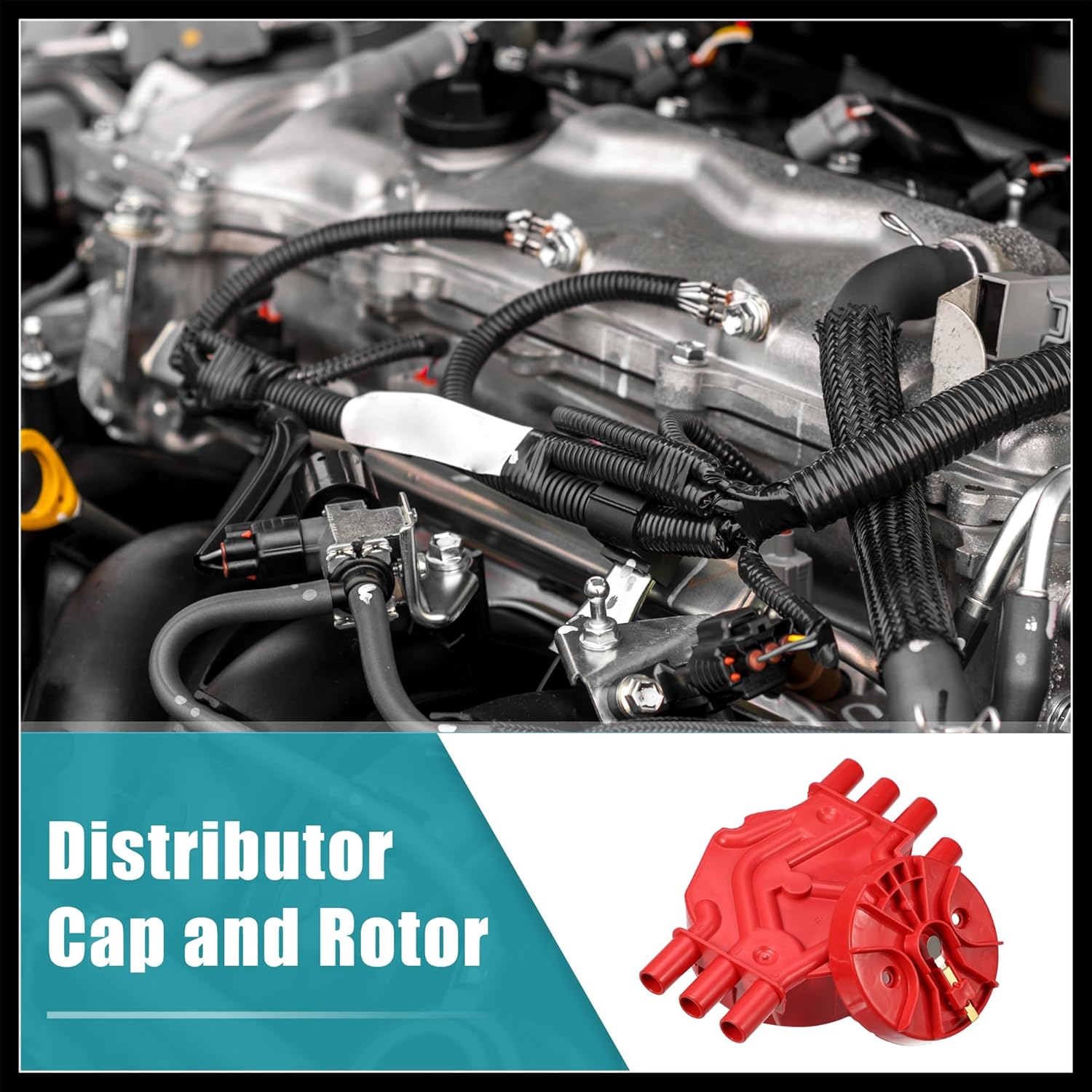 Car Ignition Distributor Cap and Rotor Kit for Chevrolet Blazer for GMC Savana 2500 Safari 4.3L 1996-2005 No.10452458/1104050 Replacement Durable Material