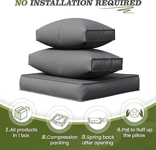 Miniatura 5 de Amopatio Cojines de exterior para reemplazo de muebles de patio, cojines de muebles de patio, cojines de asiento profundo, cojines de asiento de